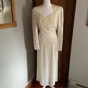 NEW Vintage Scott McClintock Size 8 Lace Ivory Pleated Wedding Dress Flapper